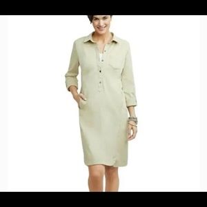 J. Jill live-in-chino Stretch Cotton Twill Shirt Dress w POCKETS Sz 10